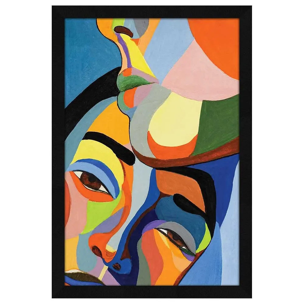 ArtX Paper Acrylic Pop Art Couple Framed Wall Art Painting Multicolor Abstract Set of 1