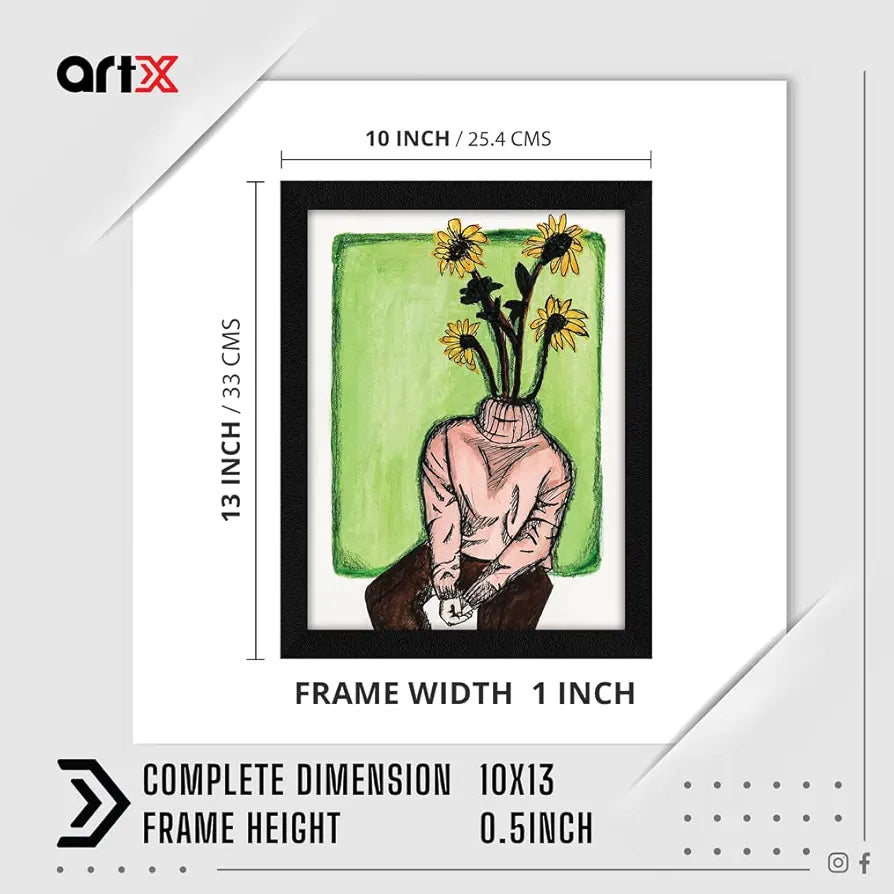 ArtX Paper Blooming Lady Flower Girl Frame Wall Art Painting