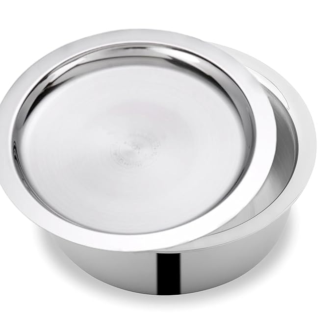 Attil Triply Stainless Steel Tope With Lid, Induction Base Tope Capacity 2.5 Litres Patila With Stainless Steel Lid