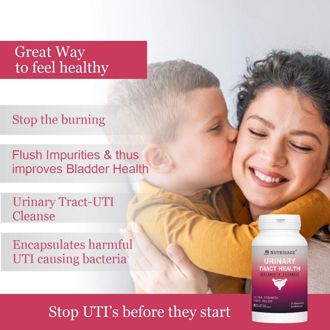 Nutrisage Urinary Tract Cleanse & Bladder Health Capsules - 60 caps