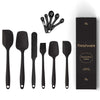 Frenchware Set of 6 + 5 Measuring Tablespoons, Black Colour | Non-stick Silicone Spatulas for Cooking & Baking | Dishwasher Safe
