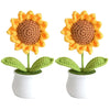 Handmade Crochet Sunflower Pot 1 PC Artificial Flower Knitted Flower