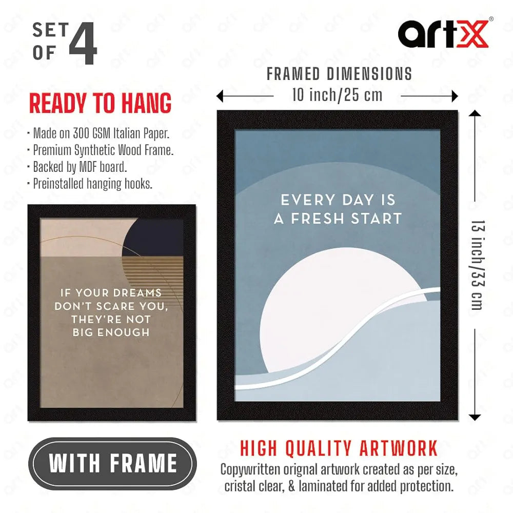 ArtX Paper Famous Motivational Quotes AXF00171-MOT Framed Posters Set of 4