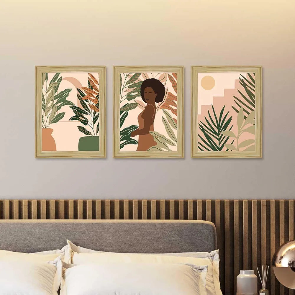 ArtX Paper Boho Women Wall Painting Set of 3