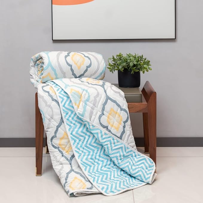 Urban Space Double Bed Comforter Microfiber 3 Layered Quilt Printed AC Blanket Colour Morocco