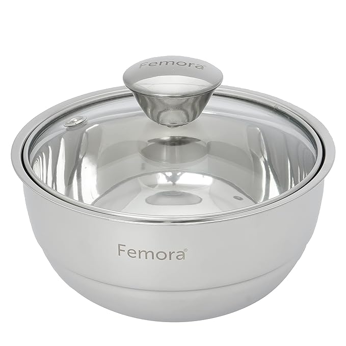 Femora Stainless Steel Double Wall Insulated Curry Server Bowls | 500 Ml | Set of 2 | Small Serving Size