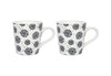 Femora Decal Stoneware Coffee Mugs | 320 Ml | Floral Cracker | Set of 2 | Dishwasher Safe