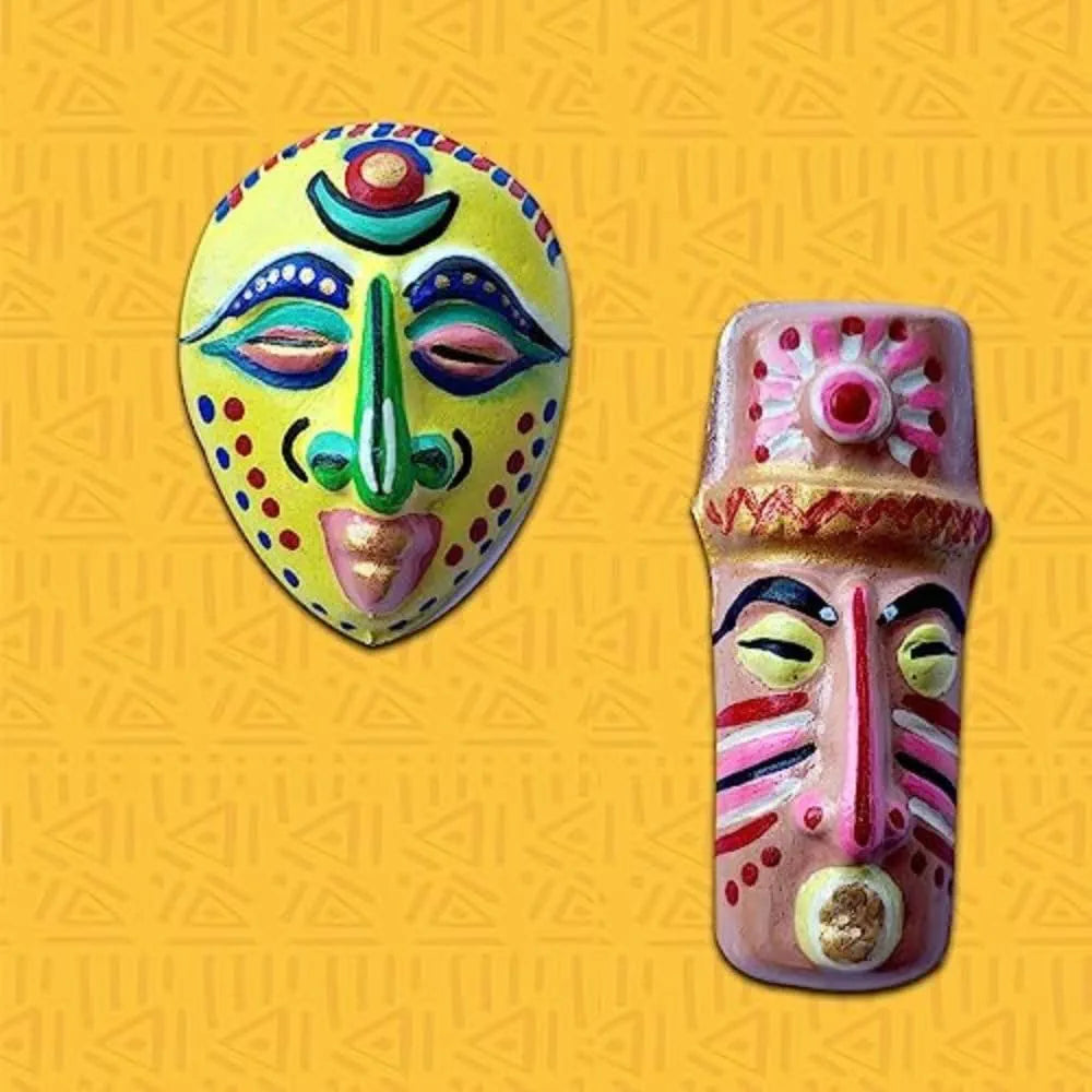 TOYKRAFTT Mould & Paint Art N Craft Kit for Kids 6-12 Years Old, Gift 5-7 Years, Fridge Magnet Making Kit, Mould and Paint Tribal Masks,Multicolor