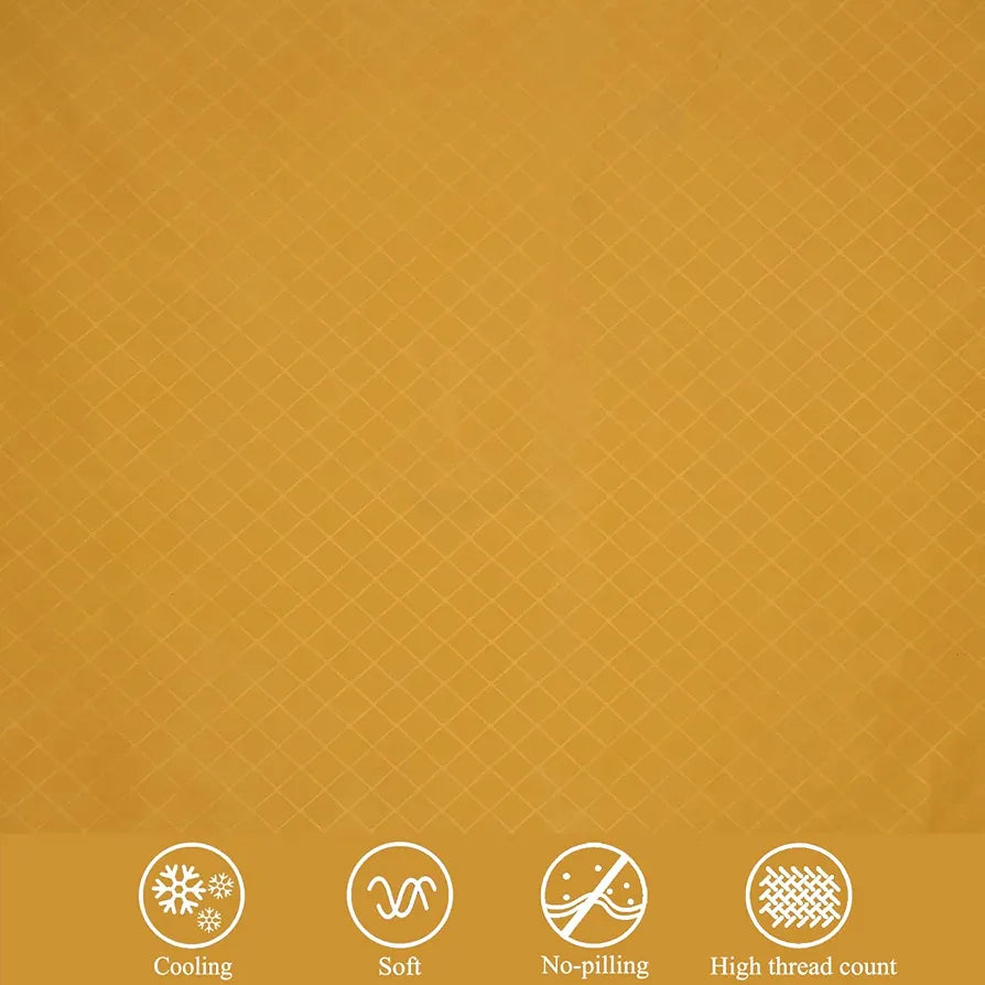 Fresh From Loom Microfiber Bed Sheet Set Single Geometric Bedsheet with 1 Pillow Covers 144 TC Yellow Barfi