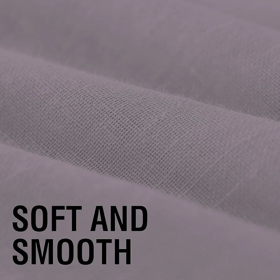 Cloth Fusion Plain Cotton Feel Sheer Window Curtains 5 Feet Long Set of 2 Semi-Transparent Lavender
