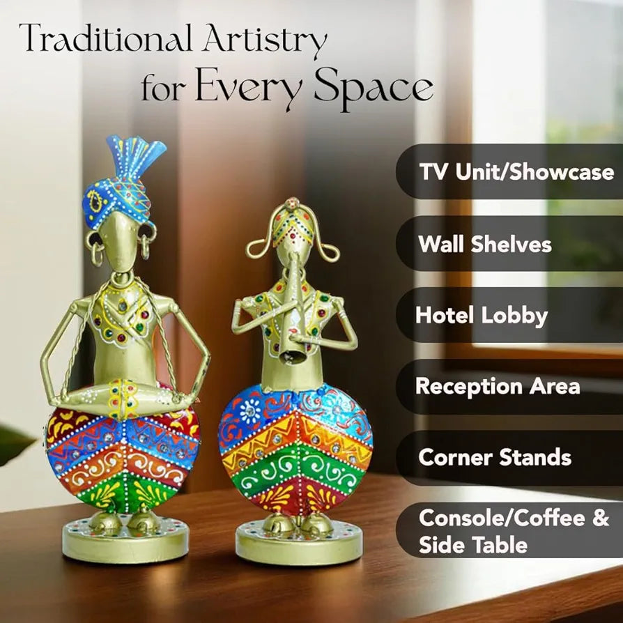 Ekhasa Nostrae Metal Show Pieces Gold Rajasthani Musicians