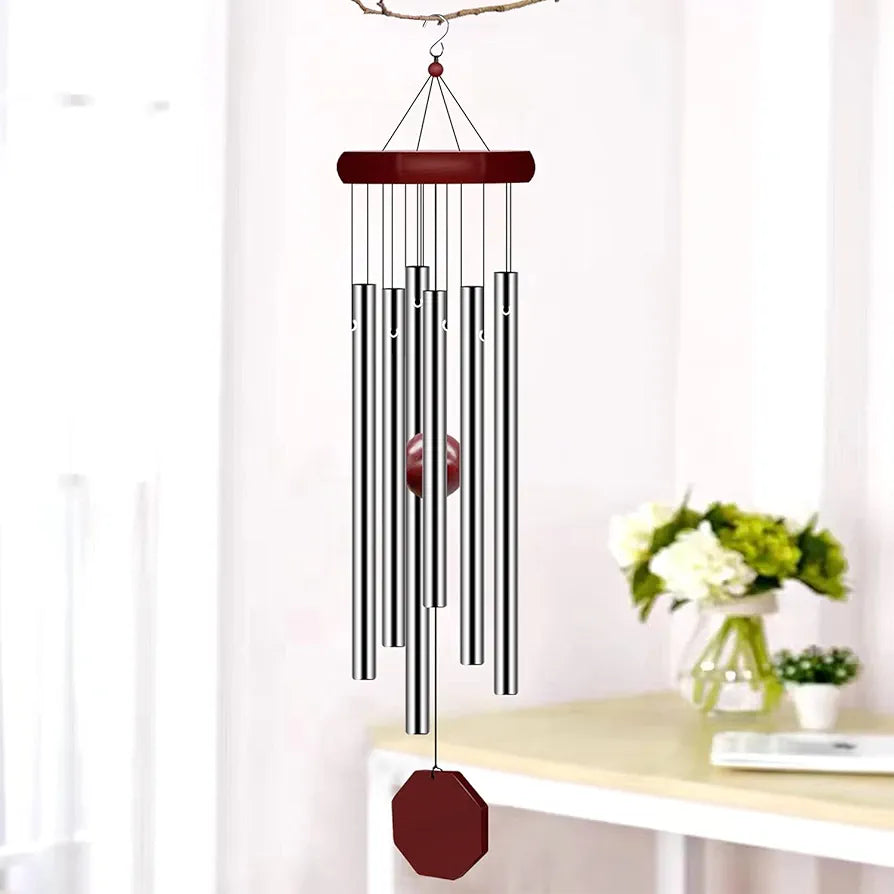 Memorial Wind Chimes Outdoor Large Deep Tone Wind Chime with 6 Tuned Tubes Elegant Chime