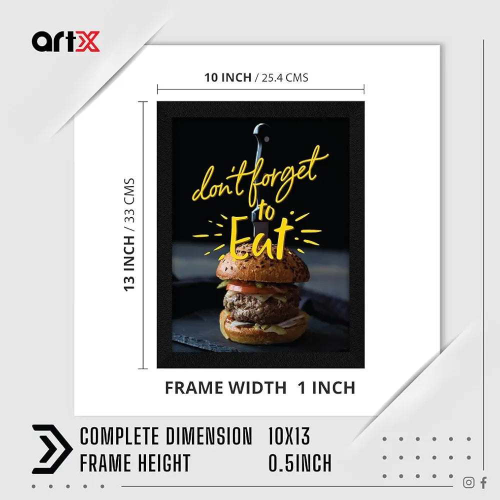 ArtX Paper Don't Forget To Eat Food Quote Wall Frame Art Painting