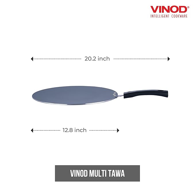 Vinod Zest Aluminium Non Stick Flat Multi Tawa - 32.5 cm | Triple Layer Ceramic Coating | 4mm Extra Thick Roti Tawa