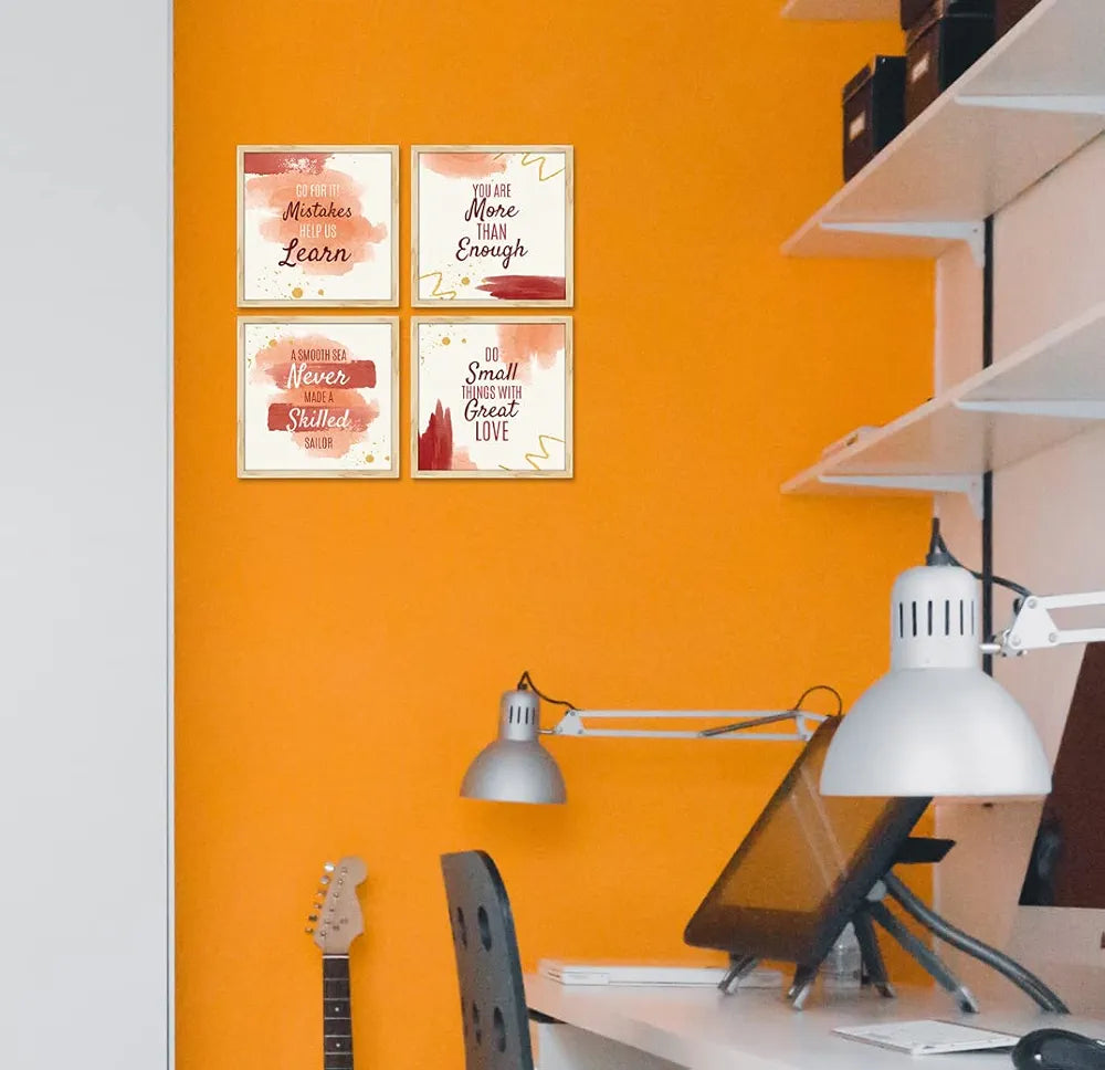 ArtX Paper Go for It Motivational Quotes Wall Frame Art Painting Set of 4