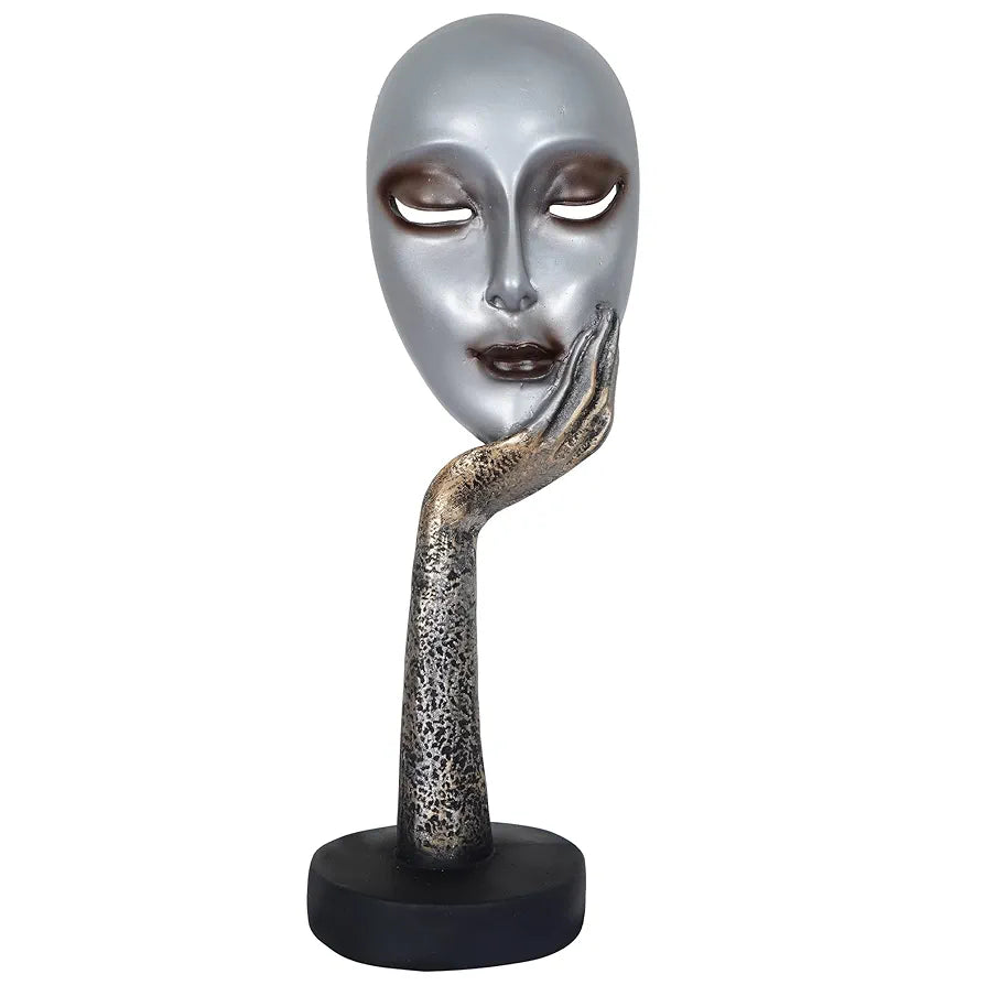Zart Lady Face Silver Polyresin Showpiece  Use in Home Decor Gifts