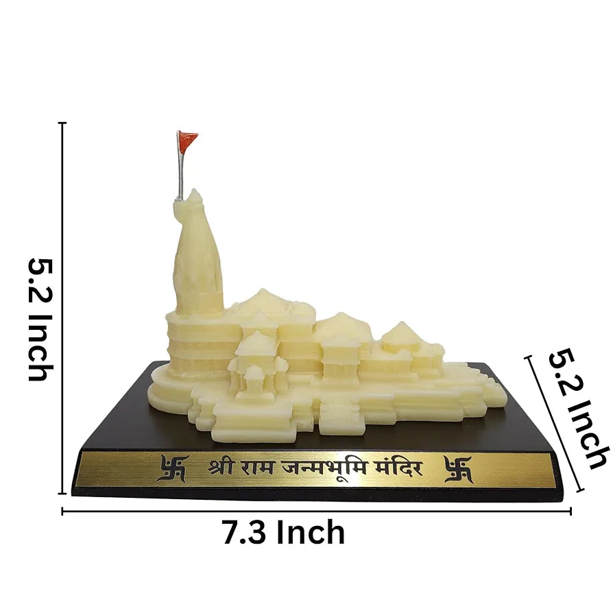 Gold Art India Ram Mandir Ayodhya Ivory Finish Minature 5.2 inch