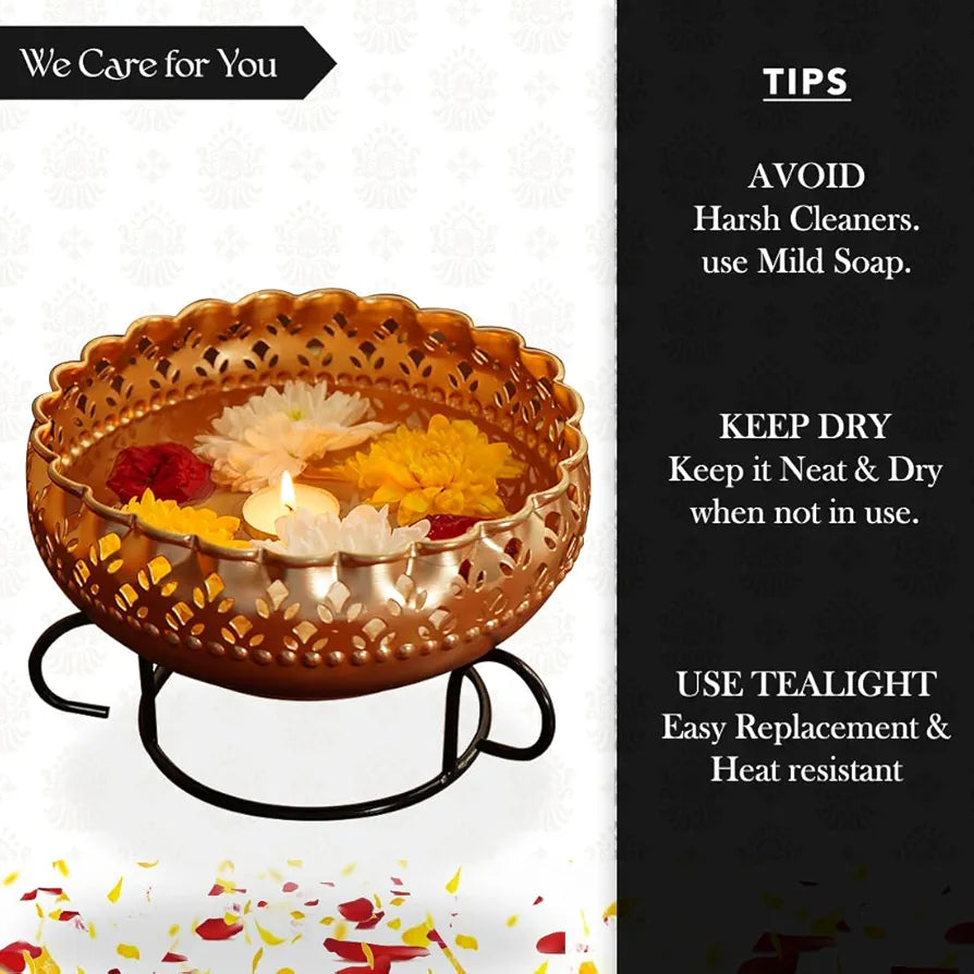 Ekhasa Gold Urli Bowl with Stand Gold