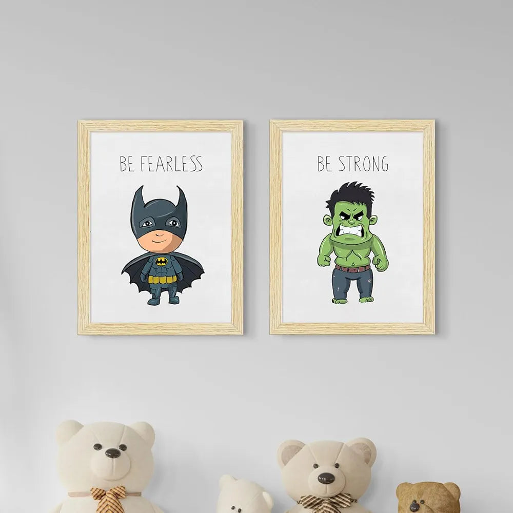 ArtX Wall Paintings Superheroes Kids Room Wall Frame Set Of 4