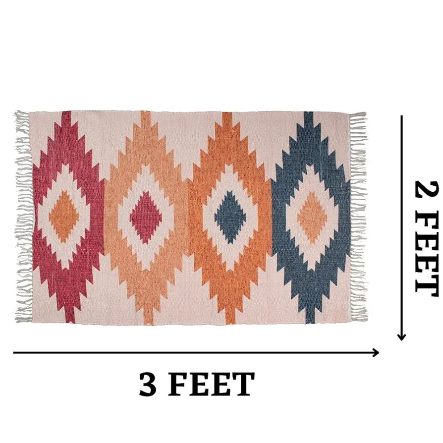 Homadorn Chindi Handmade Printed Modern Dhurrie/Rugs/Carpet Colour multi3
