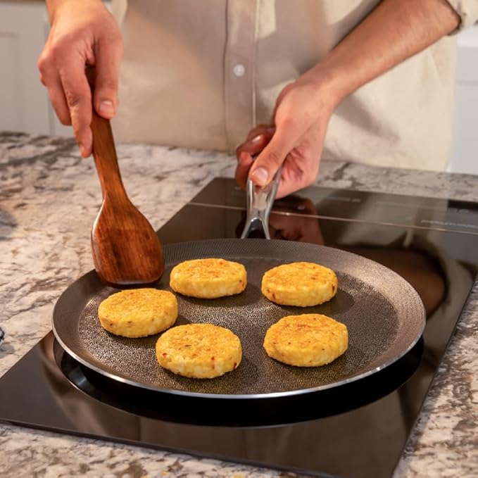 Arttdinox Stellar Stainless Steel Triply Non Stick Tawa | 28 Cm | Rivetless Double Wired Handle | Gas & Induction Base