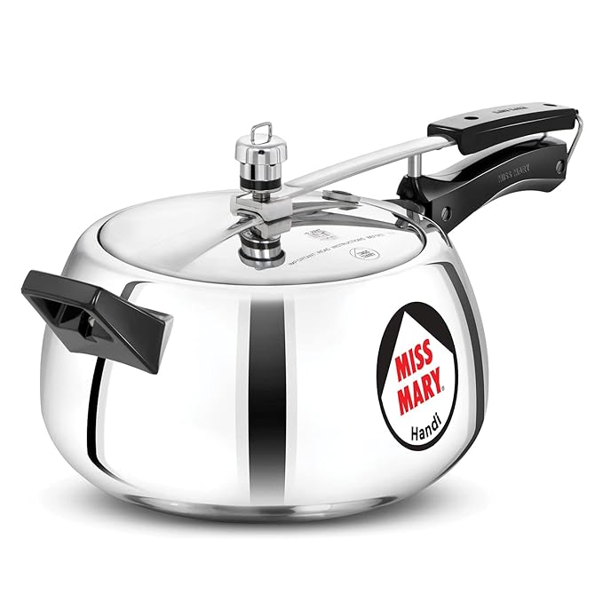 Hawkins 5 Litre Miss Mary Handi Pressure Cooker Inner Lid Cooker Silver Aluminium