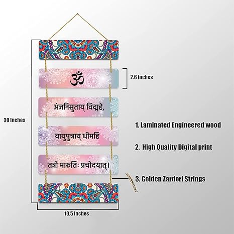 Sehaz Artworks Wooden Wall Hangings for Home Decoration Home Decor Items Gayatri Mantra - 6-0021