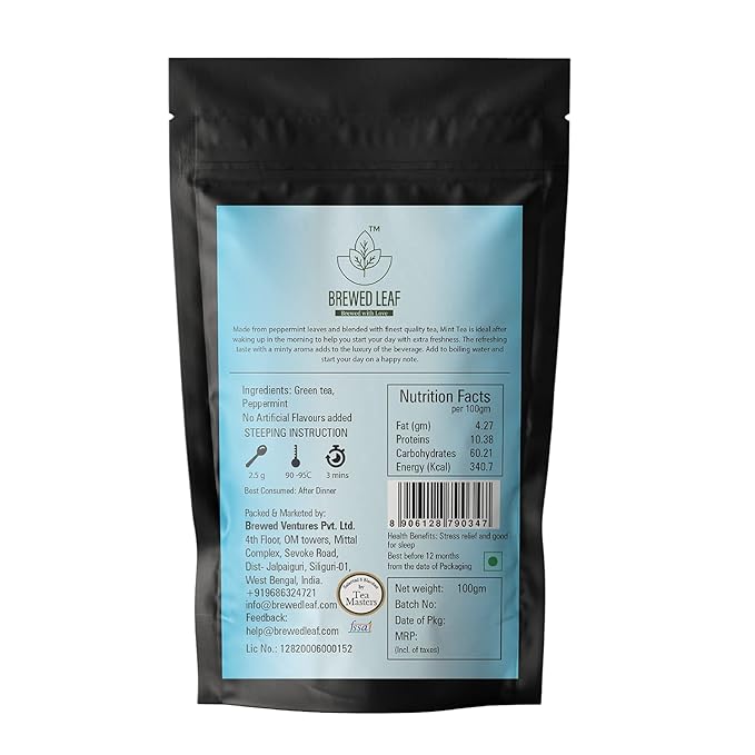 Brewed Leaf Natural and Fresh Mint Tea - 100 gms