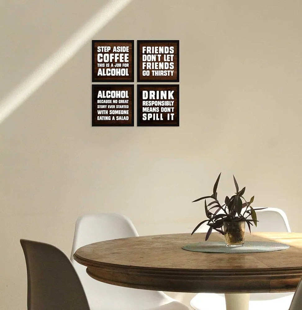 ArtX Motivational Quirky Funny Bar Quotes Wall Art Painting AXJ00105-ALC Framed Posters Set of 4