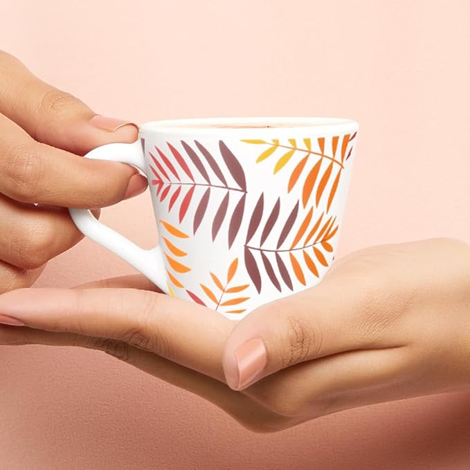 Larah by Borosil Novelty Series Costa Opalware Mug | Set of 6 Pieces| Tea/coffee Mugs | 110 Ml Each