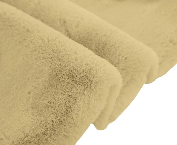 Luxe Home International Ruffle Bath Mat Rabbit Fur 1000 Gsm Bathroom Door Rectangular Foot Mats Rug 60X90 Cm Colour Gold