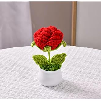 Crochet Flowers Artificial Sunflower Crochet Purple Plant