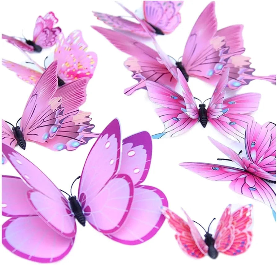 Jaamso Royals Light Pink 3d Magnet Butterfly Stickers -self-adhesive