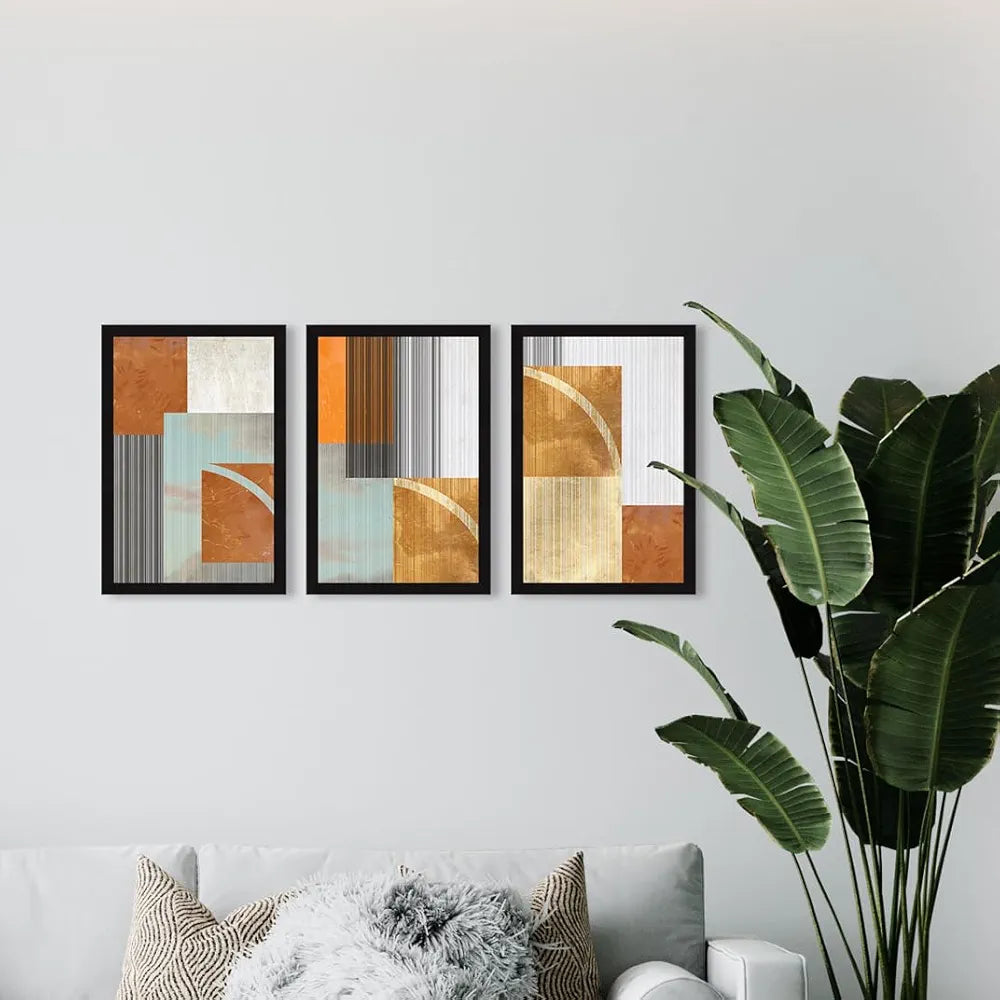 ArtX Paper Abstract Wall Painting For Living Room Set Of 3