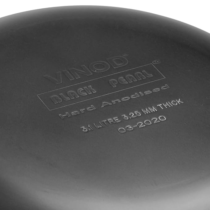 Vinod Black Pearl Hard Anodised Non Stick Deep Kadhai - 2.1 LTR, 20 cm | 3.25mm Thickness | kadai for Cooking