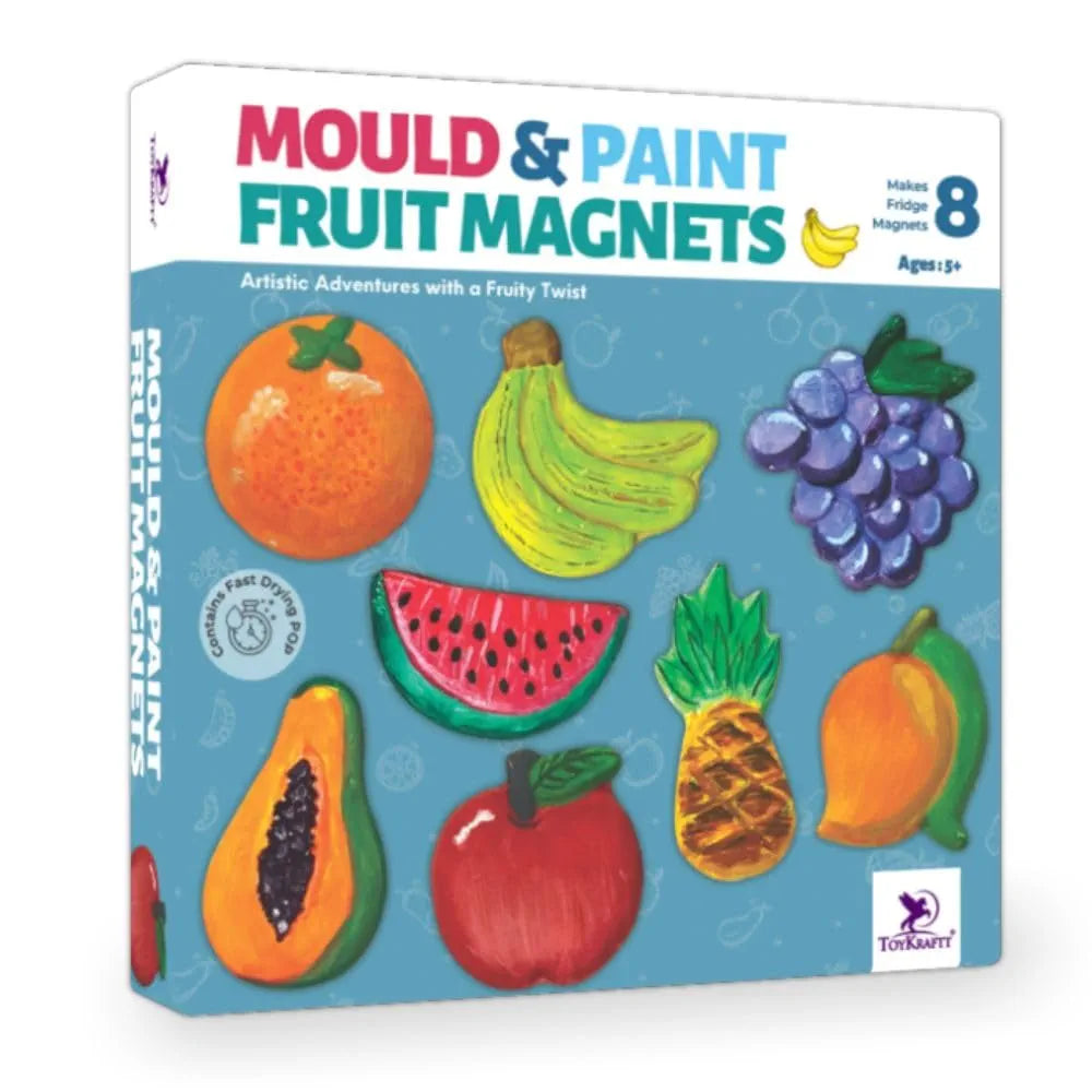 Toykraftt Art and Craft Kit for Kids 5 to 9 Year Olds, Fridge Magnet Making Kit, DIY Toys, Kids Activity for 5 to 9 Years & Above - Mould and Paint Fruit Magnets - Plastic, Multicolor