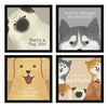 ArtX Paper Cute Animals AXJ00129-DOG Wall Art Painting Framed Paintings Set of 4