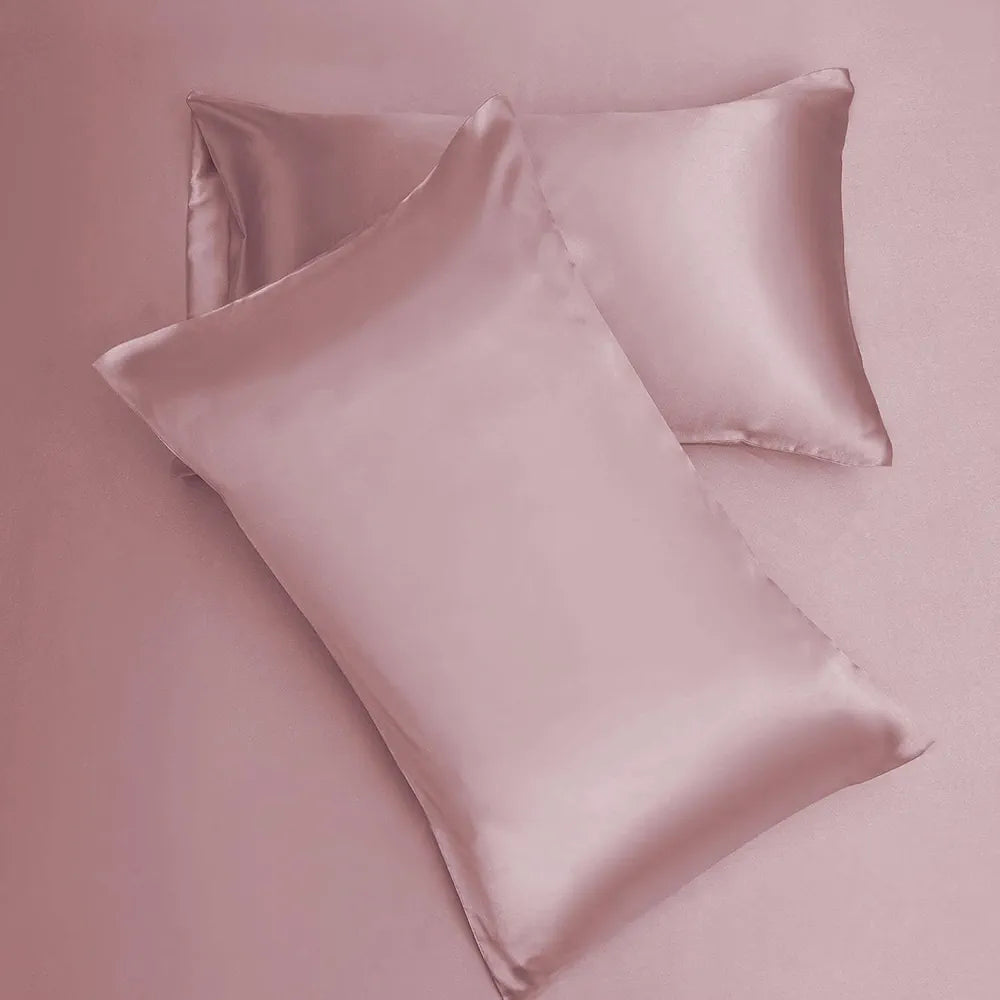 Cloth Fusion Satin Pillow Cover Set of 2 Perfect Pillow Case with 3 Satin Soft Scrunchies Rose Gold