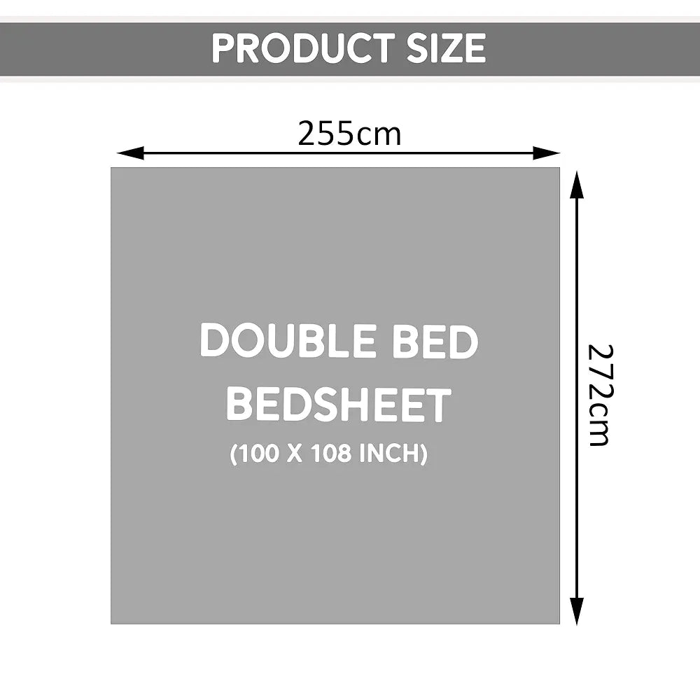 Kuber Industries Cotton Bedsheets for Double Bed with 2 Pillow Covers Photo Frame Tree Print Blue