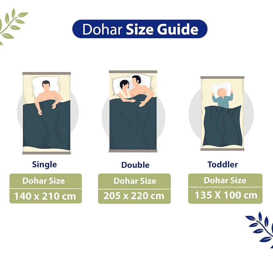 Divine Casa Floret 100% Cotton Double Dohar 120 GSM Soft & Lightweight Throw Blanket Colour Palm Green