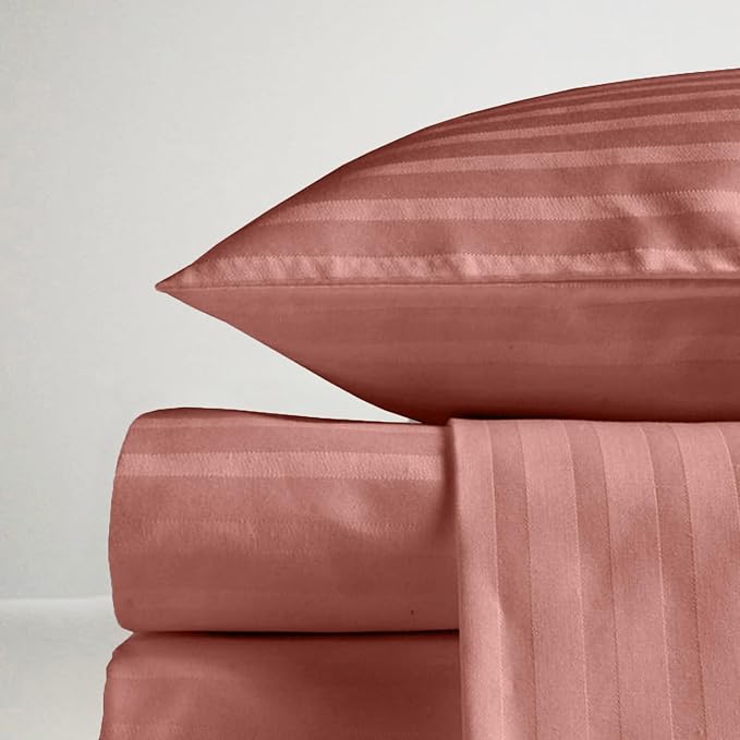 Haus & kinder Cotton Elastic Fitted Bedsheet King Size 2 Pillow Covers | Colour Rust