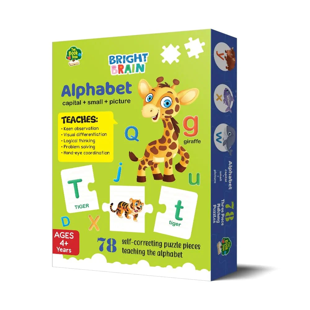 The Book Tree Capital and Small Letter Alphabet Puzzle - 78 Piece Jigsaw Puzzle for Preschoolers, Educational Toy for Learning ABCs and Letters, Gifts for Kids Ages 3 to 6 by Majestic Book Club