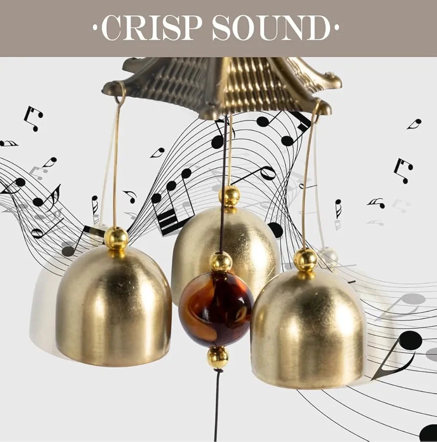 Chime for Home Positive Vibes 3 Brass Bells Hanging Wind Chime Golden