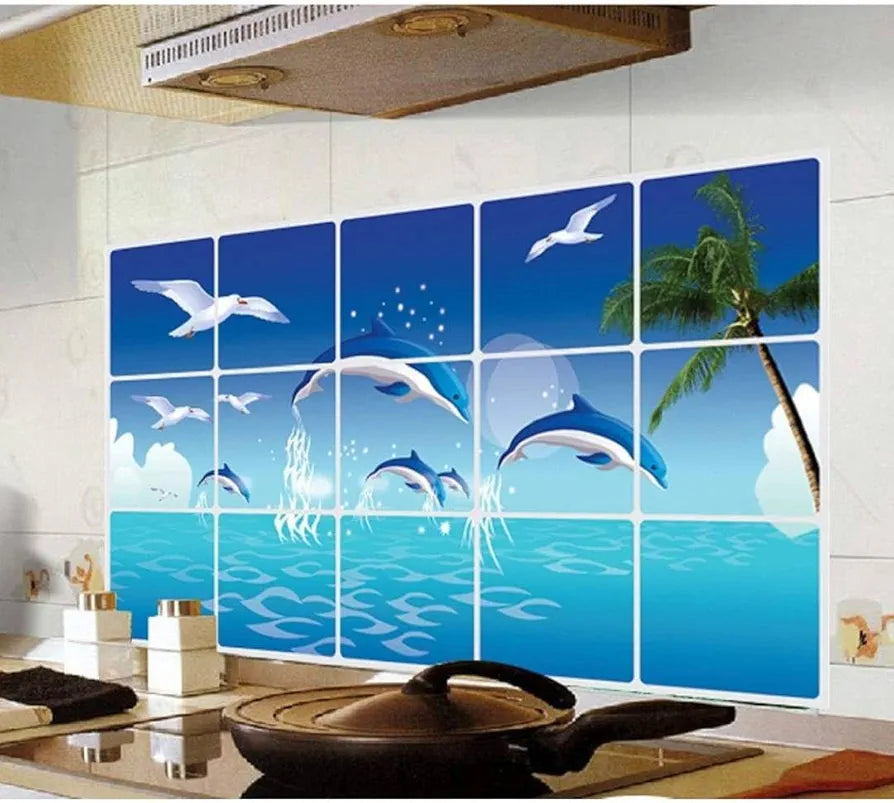 Jaamso Royals Multicolor Nature Design Vinyl Peel and Stick Self Adhesive Wall Sticker Fish