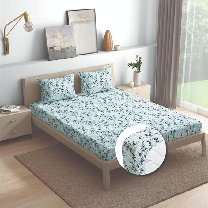 Wakefit Bedsheet For King Size Bedsheet King Size Bed 2 Pillow Covers Elastic Sheet Cicely Multicolor
