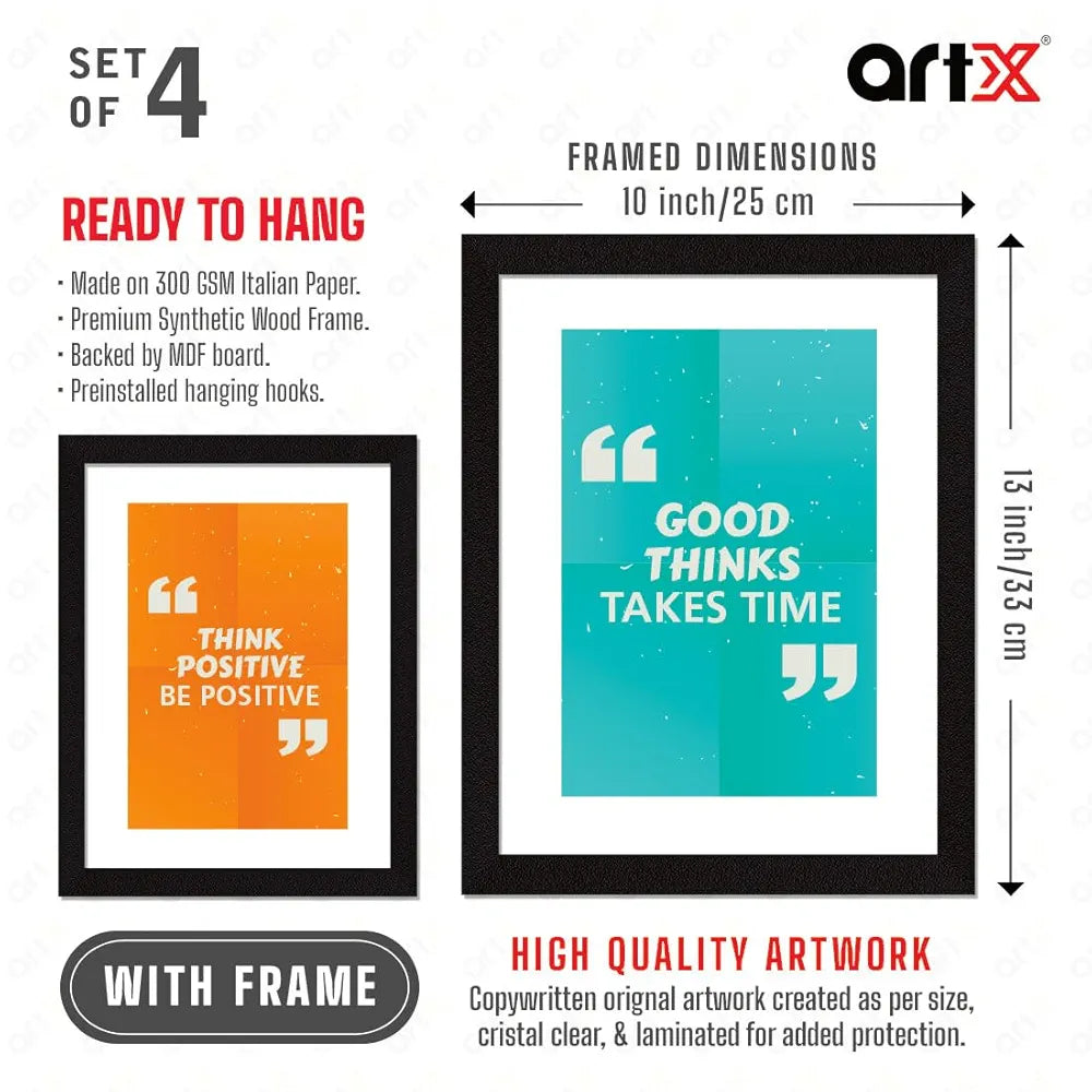 ArtX Paper Famous Motivational Quotes AXF00173-MOT Framed Posters Set of 4