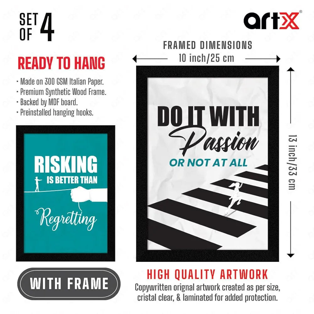 ArtX Paper Dreams Plans Motivational Framed Posters Set of 4