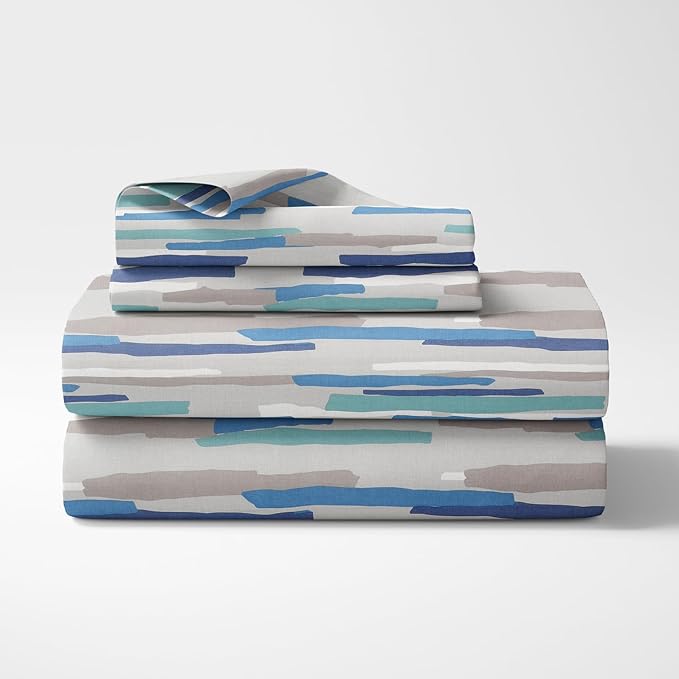 Haus & kinder Cotton Queen Size Bedsheet for Double Bed (90 X 100 Inches) with 2 Pillow Covers | 144 TC Bed Sheet Aqua Fushion
