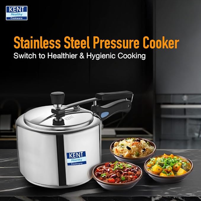 Kent Stainless Steel 3 Litre Pressure Cooker With Ss Inner Lid | 4.66mm - 1820 gms