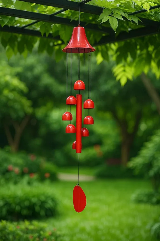 Paradigm Pictures 10 Bells Wind Chime for Home Decor Good Luck Red